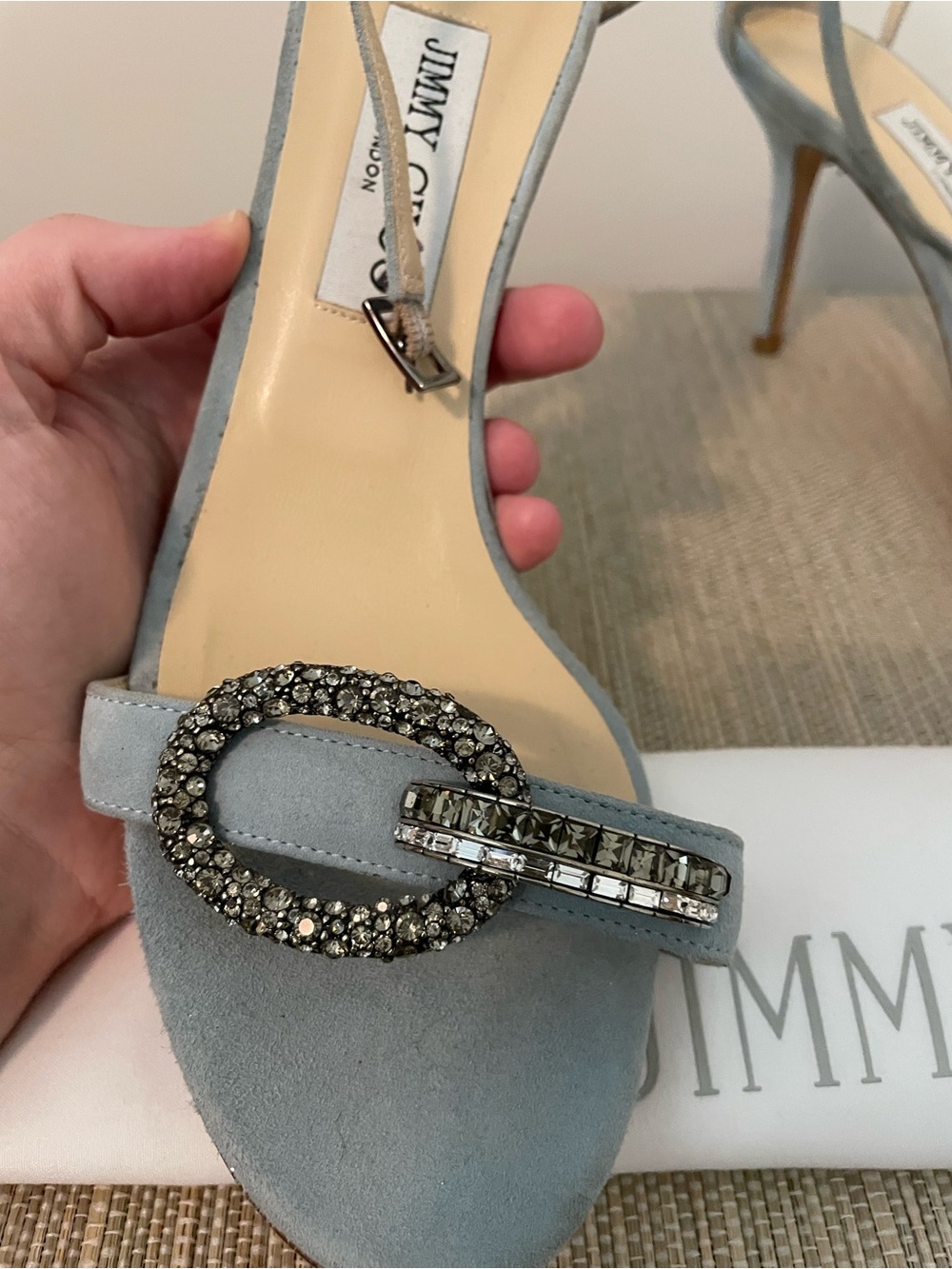 Jimmy Choo Tamsyn Embellished Buckle Stiletto Heel Sandals - Picture 3 of 3